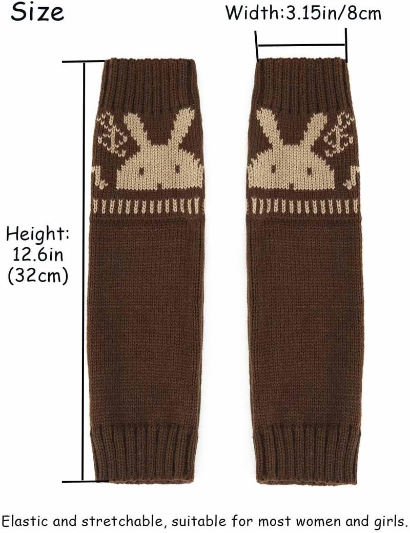 Urieo 2 Pairs Winter Arm Warmer Knit Long Fingerless Gloves Knitted Elbow Length Wrist Warmers with Thumb Hole for Women - Image 4